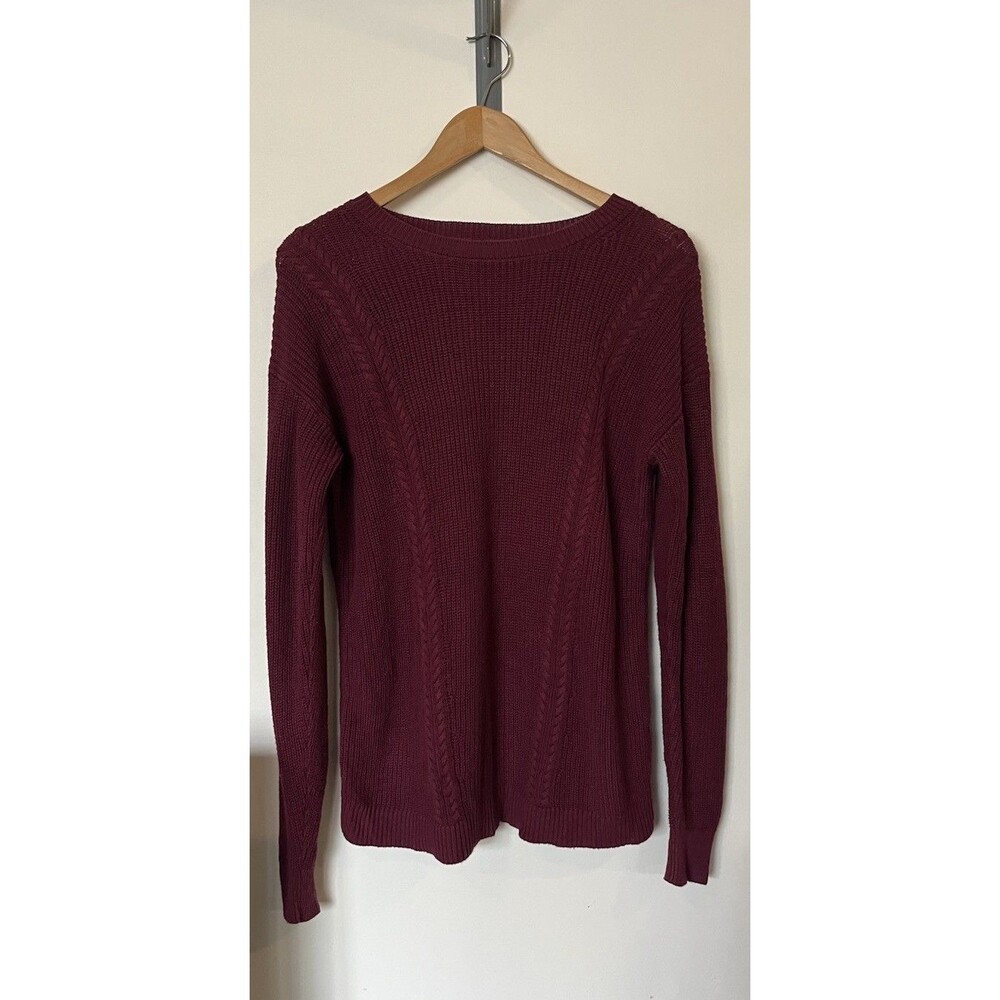 Banana Republic Maroon/Burgundy Oversized Crew Neck Knit Sweater Size XS